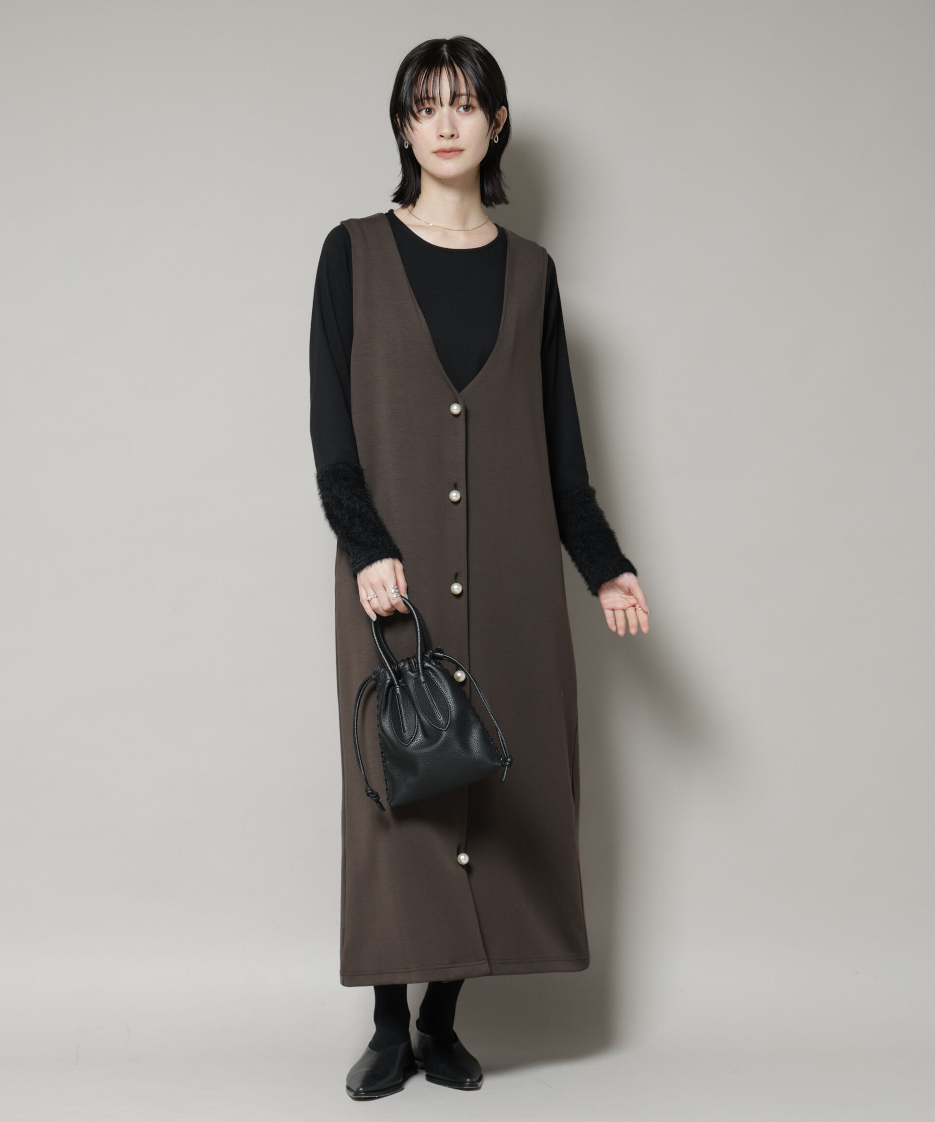 nano･universe「ジレワンピース&times;ファースリーブトップス アンサンブルセット」|ワンピース|