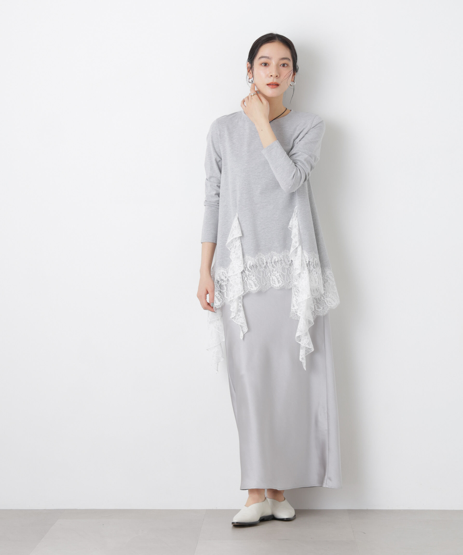 nano･universe「レースラッフルヘムカットトップス」|Tシャツ・カットソー|