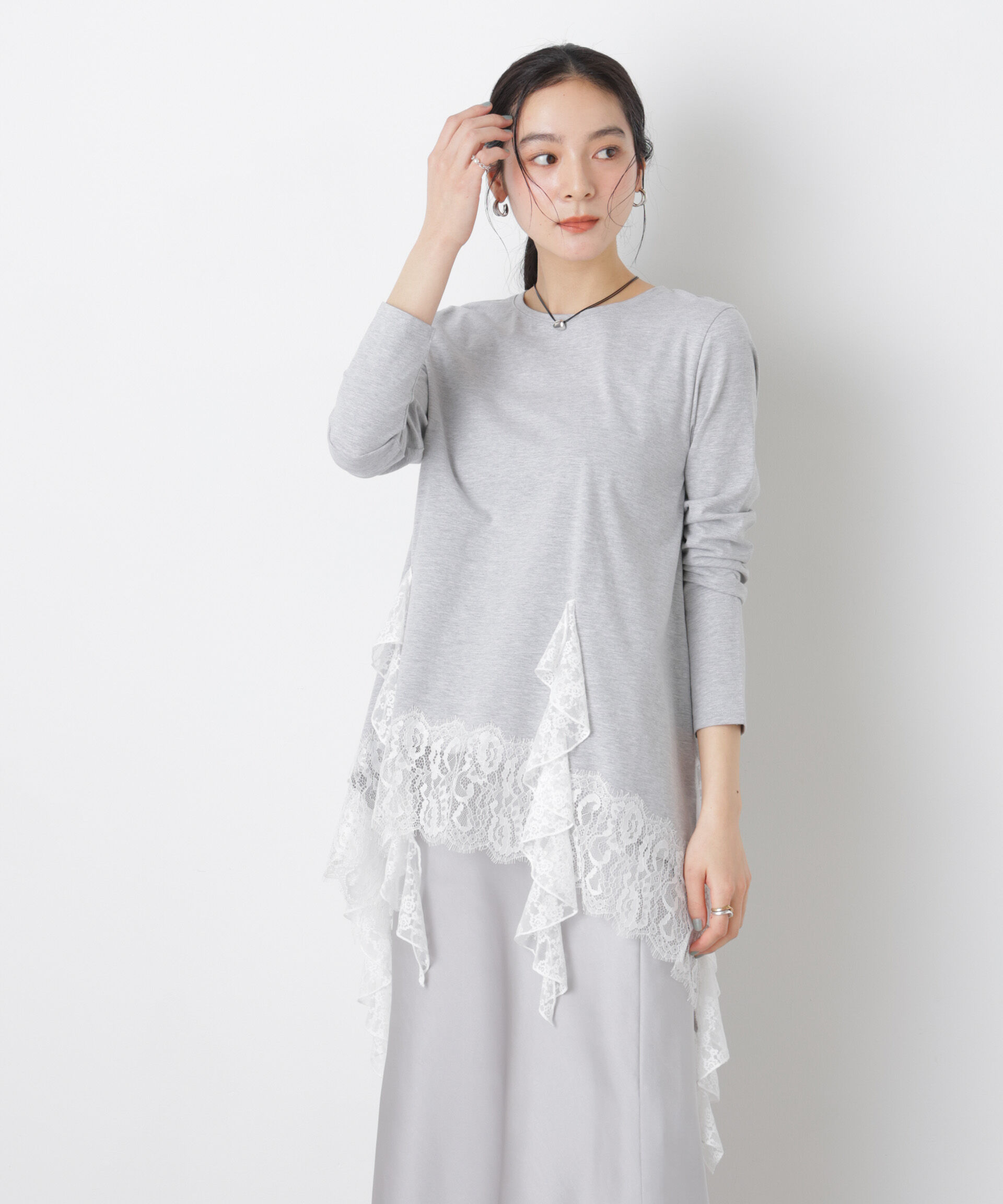 nano･universe「レースラッフルヘムカットトップス」|Tシャツ・カットソー|