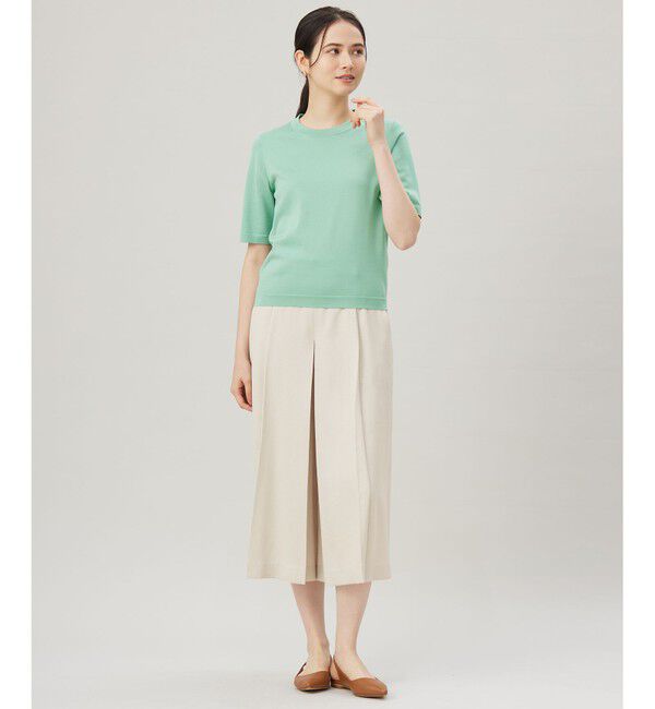 自由区「【セットアップ対応・接触冷感・洗える】リネンライクシンセティックキュロット パンツ」|キュロット|