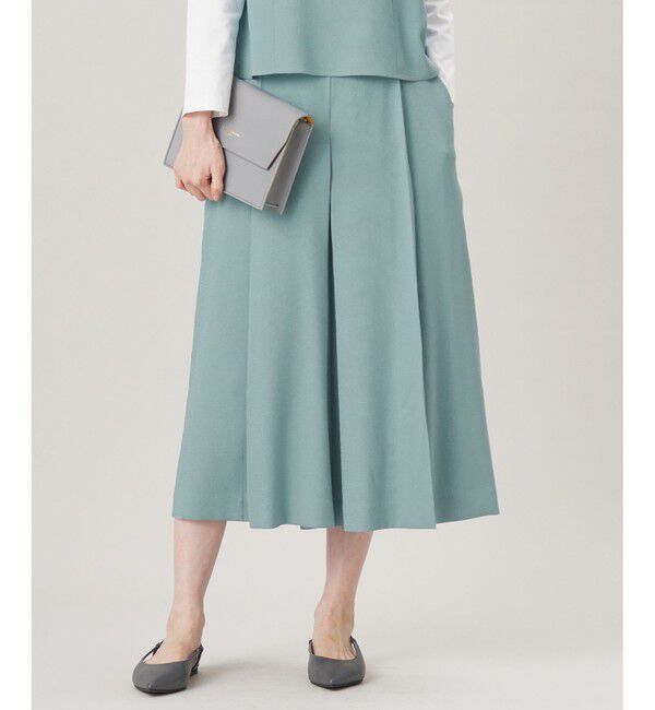 自由区「【セットアップ対応・接触冷感・洗える】リネンライクシンセティックキュロット パンツ」|キュロット|ライトブルー