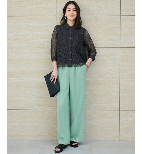 自由区「【SHIHOさんコラボ・洗える】バックサテンジョーゼットワイド パンツ」|その他|