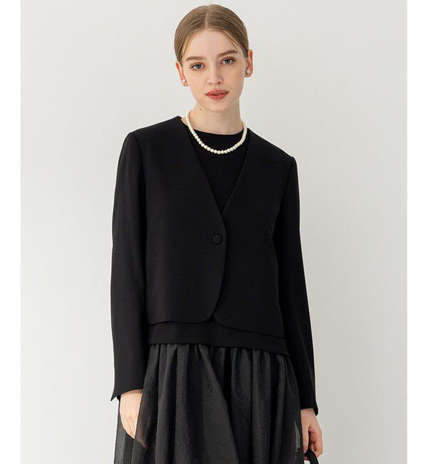 23区「【APPLAUDIR】クリアジョーゼット 3WAYコンパクトジャケット」|ノーカラージャケット|ブラック系