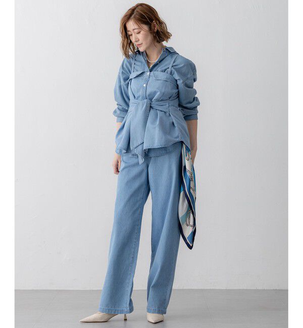 23区「【GLOW5月号掲載/洗える】ライトダンガリー ワイドパンツ」|デニム|