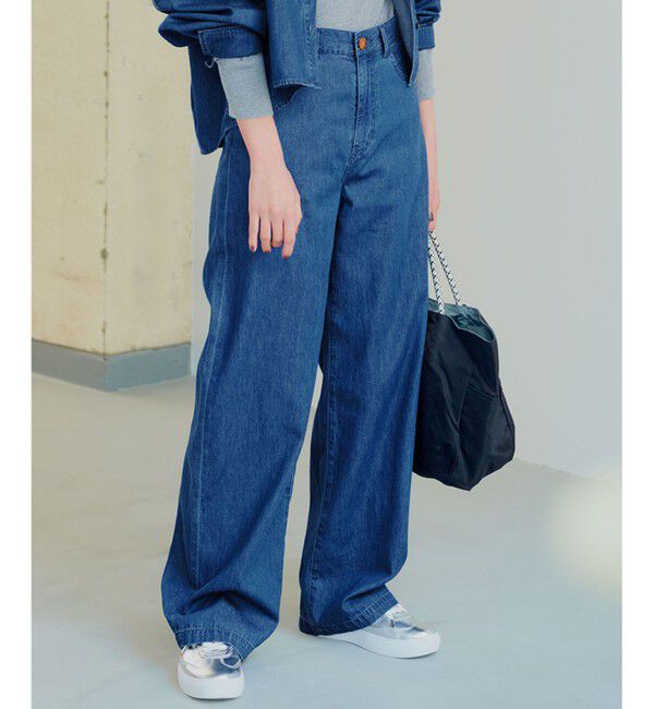23区「【GLOW5月号掲載/洗える】ライトダンガリー ワイドパンツ」|デニム|インディゴ