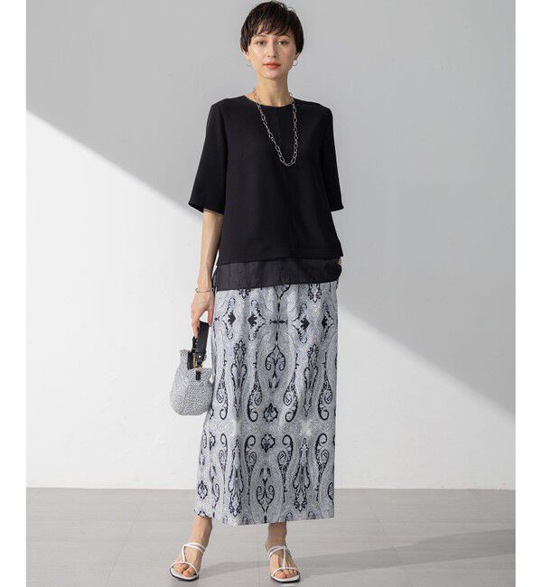 23区「【新色追加/Oggi掲載】ストレッチジョーゼット シアーコンビ カットソー」|Tシャツ・カットソー|