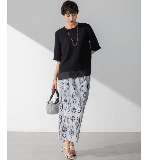 23区「【新色追加/Oggi掲載】ストレッチジョーゼット シアーコンビ カットソー」|Tシャツ・カットソー|