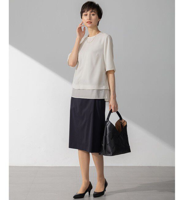 23区「【新色追加/Oggi掲載】ストレッチジョーゼット シアーコンビ カットソー」|Tシャツ・カットソー|