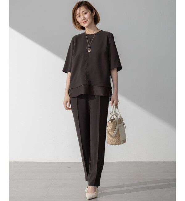 23区「【新色追加/Oggi掲載】ストレッチジョーゼット シアーコンビ カットソー」|Tシャツ・カットソー|