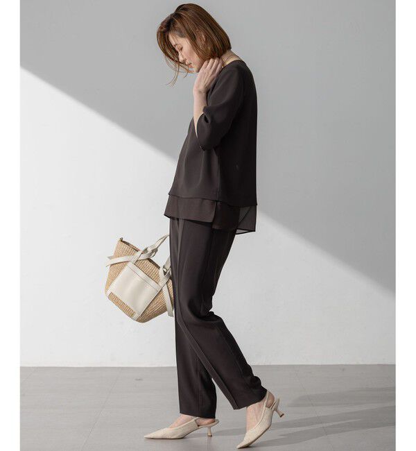 23区「【新色追加/Oggi掲載】ストレッチジョーゼット シアーコンビ カットソー」|Tシャツ・カットソー|