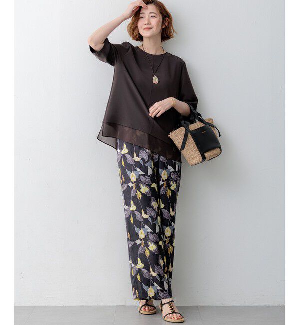 23区「【新色追加/Oggi掲載】ストレッチジョーゼット シアーコンビ カットソー」|Tシャツ・カットソー|