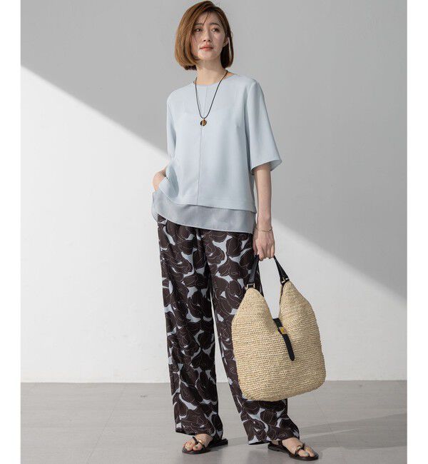 23区「【新色追加/Oggi掲載】ストレッチジョーゼット シアーコンビ カットソー」|Tシャツ・カットソー|