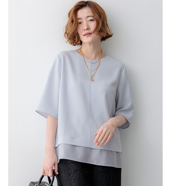 23区「【新色追加/Oggi掲載】ストレッチジョーゼット シアーコンビ カットソー」|Tシャツ・カットソー|ﾗｲﾄﾌﾞﾙ