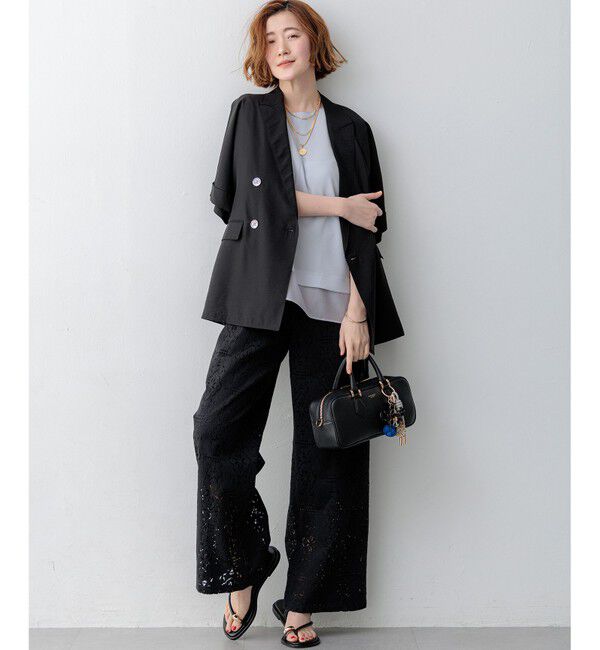 23区「【新色追加/Oggi掲載】ストレッチジョーゼット シアーコンビ カットソー」|Tシャツ・カットソー|