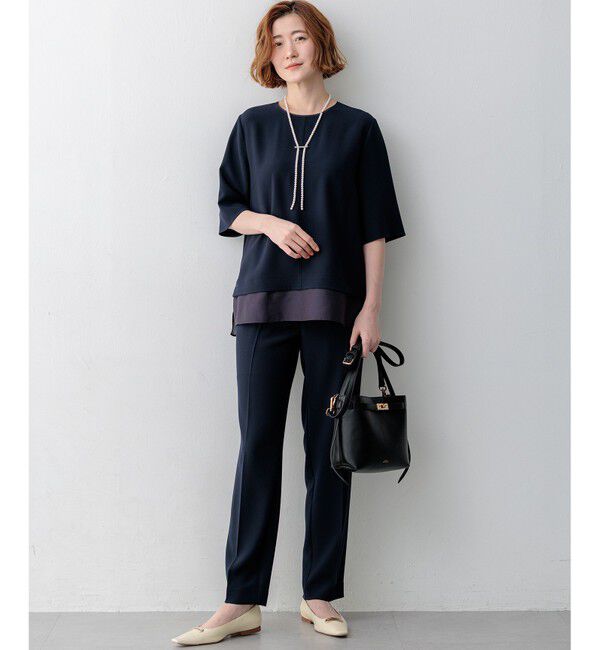 23区「【新色追加/Oggi掲載】ストレッチジョーゼット シアーコンビ カットソー」|Tシャツ・カットソー|