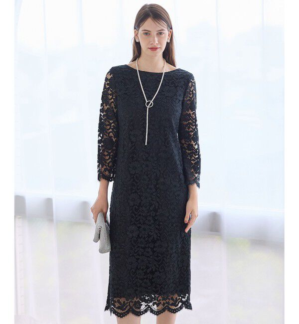 23区「【APPLAUDIR】シャイニーフラワーレース ドレス」|ドレス|ブラック系