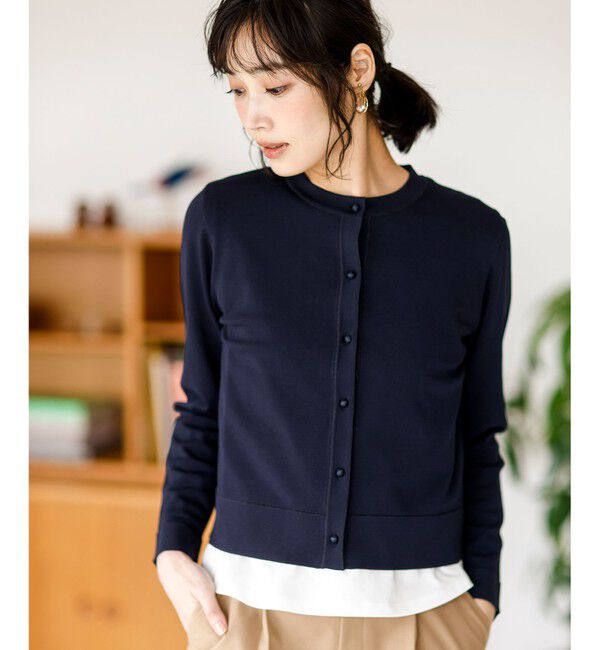 ANY SIS「【BAILA掲載/好印象ブライトニット】ラメライン カーディガン」|カーディガン|ネイビー