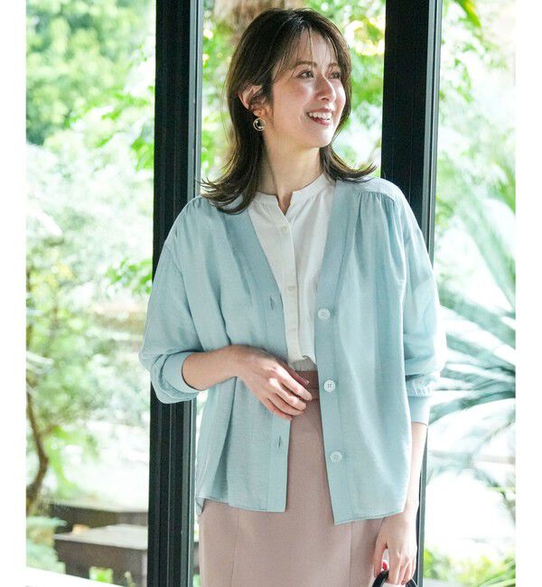 ANY SIS「シアーギャザー カーディガン」|カーディガン|アイスブルー