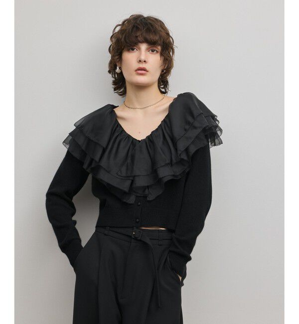 GRACE CONTINENTAL「フリルニットカーディガン」|カーディガン|