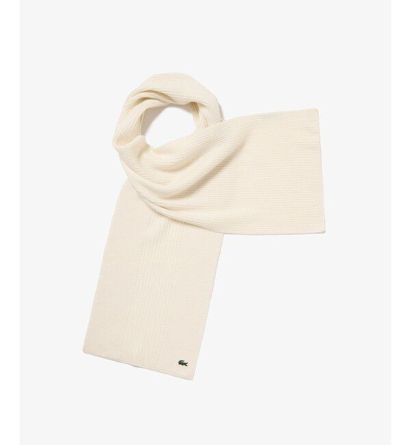 LACOSTE「コンビ・ニッティングマフラー」|マフラー|オフホワイト