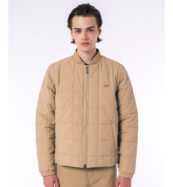 LACOSTE「撥水 防風 2WAY 袖 着脱可 キルティング ナイロンダウンジャケット / キルティングベスト」|ブルゾン・スタジャン|ベージュ