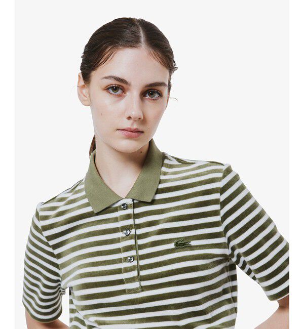 LACOSTE「ベロアボーダー半袖ポロシャツ」|ポロシャツ|