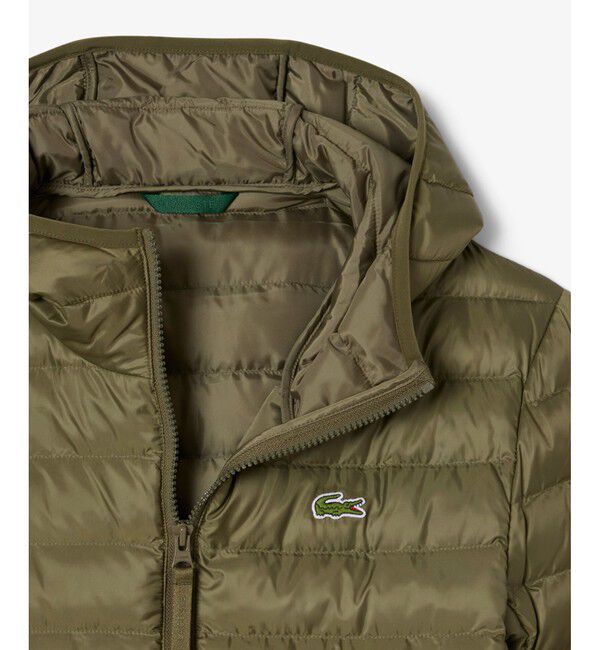LACOSTE「撥水キルテッドパフジャケット」|ダウン|オリーブ