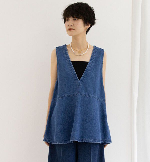 Rie Miller「【RM denim】ペプラムジレデニムブラウス」|シャツ・ブラウス|