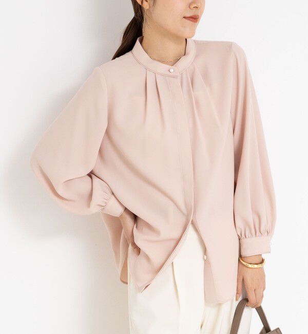 NOLLEY'S sophi「ウォッシャブルバックサテンパール釦タックブラウス」|シャツ・ブラウス|ベビーピンク