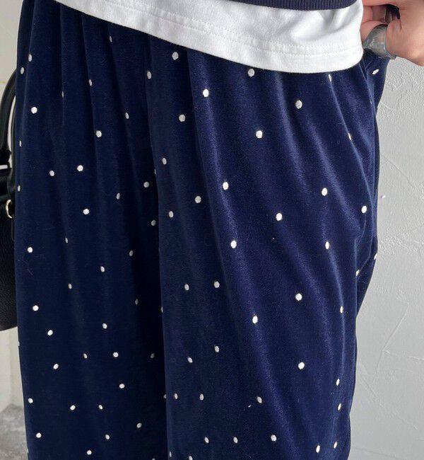 fredy emue「《セットアップ対応》ベロアドット刺繍イージーパンツ」|チノ|