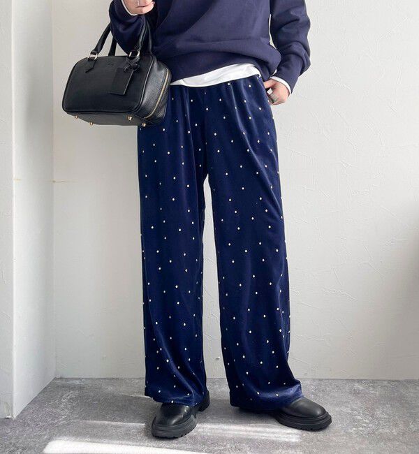 fredy emue「《セットアップ対応》ベロアドット刺繍イージーパンツ」|チノ|