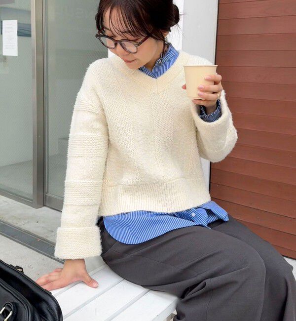 fredy emue「ブークレニットVネックプルオーバー」|ニット・セーター|アイボリー