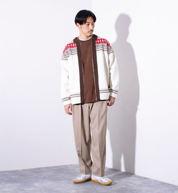 GLOSTER「【GLOSTER/グロスター】フェアアイル柄 エスニック ジップカーディガン ユニセックス」|カーディガン|