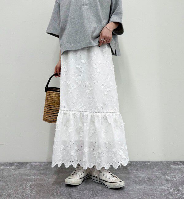 fredy emue「コットンレースギャザースカート」|スカート|オフホワイト