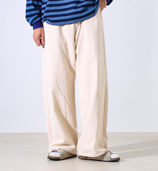 GLOSTER「【ワイド好き必見】ダック地 ワイドシルエットパンツ」|チノ|アイボリー