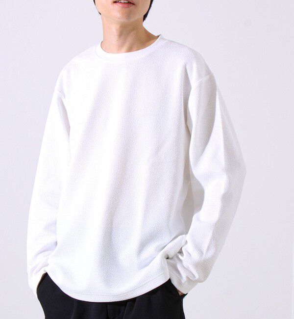 GLOSTER「【シリーズ累計人気】【ジャケットのインナーにおすすめ】ふくれジャガードロンT」|Tシャツ・カットソー|