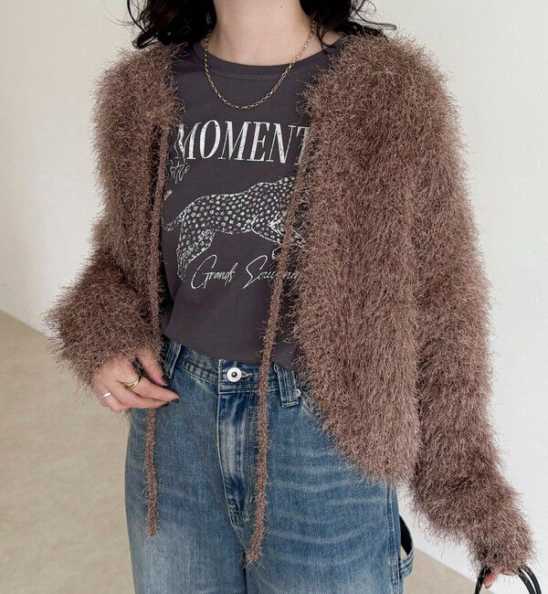 fredy emue「ポリフェザーニットボレロ」|カーディガン|ブラウン