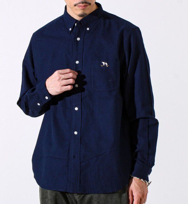 GLOSTER「【定番フレブルシリーズ】フレンチブルドッグ刺繍 ボタンダウンネルシャツ」|シャツ・ブラウス|