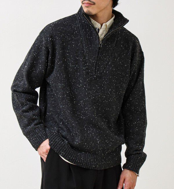 GLOSTER「【冬の大人レイヤードに】ネップハーフジッププルオーバー」|ニット・セーター|