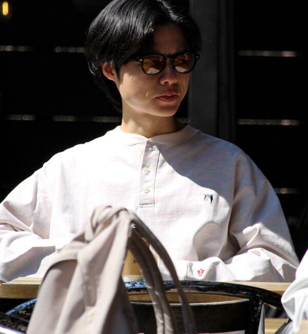 GLOSTER「【BOY刺繍】裏グラデーション ヘンリーネック ロンT」|Tシャツ・カットソー|ホワイト