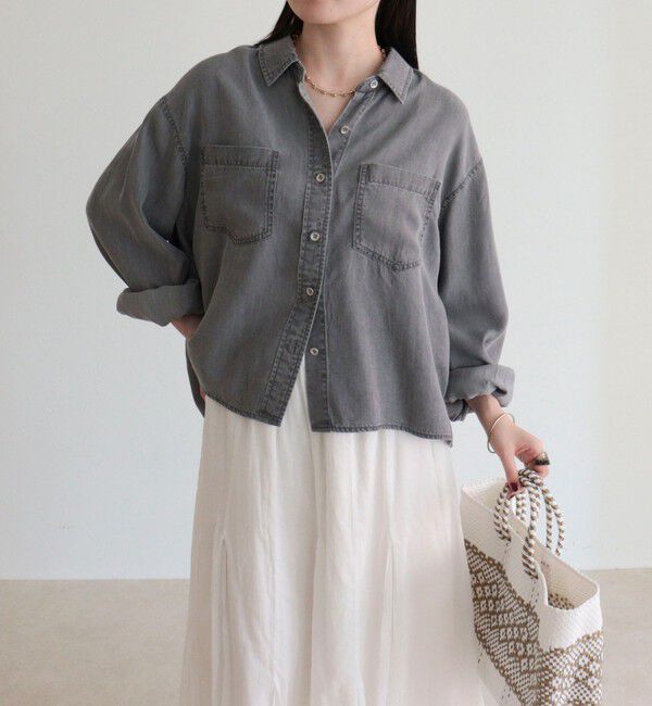 fredy emue「とろみデニムクロップドシャツ」|シャツ・ブラウス|