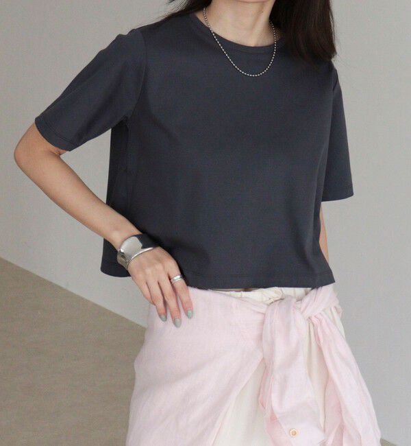 fredy emue「シルケットスムースクロップドTシャツ」|Tシャツ・カットソー|チャコールグレー