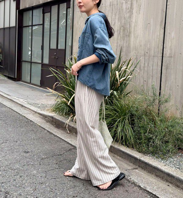 fredy emue「ストライプセミワイドタックパンツ」|チノ|