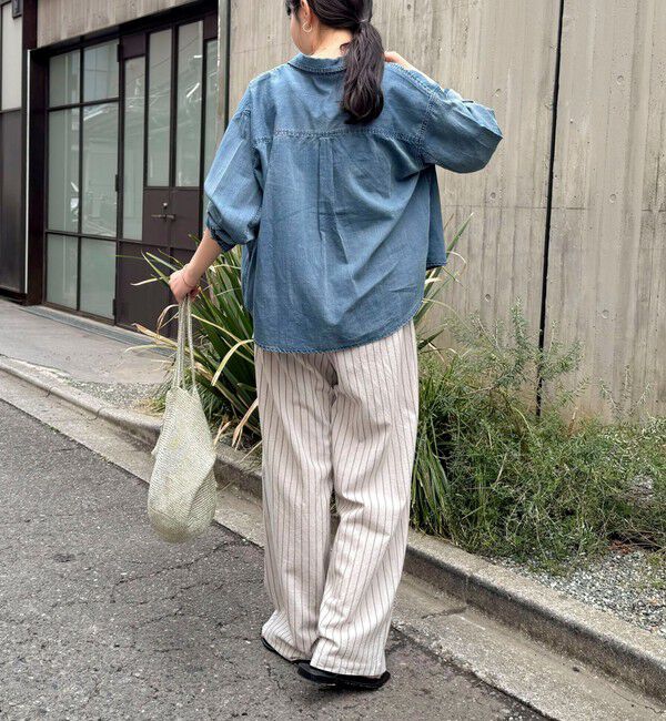 fredy emue「ストライプセミワイドタックパンツ」|チノ|