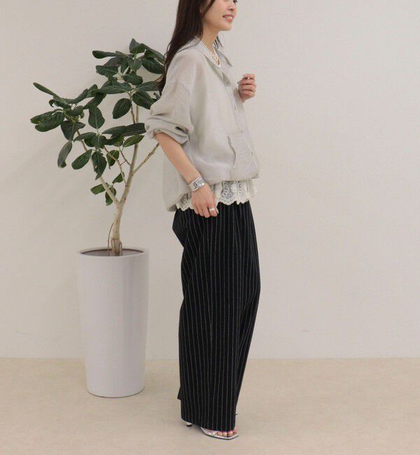 fredy emue「ストライプセミワイドタックパンツ」|チノ|