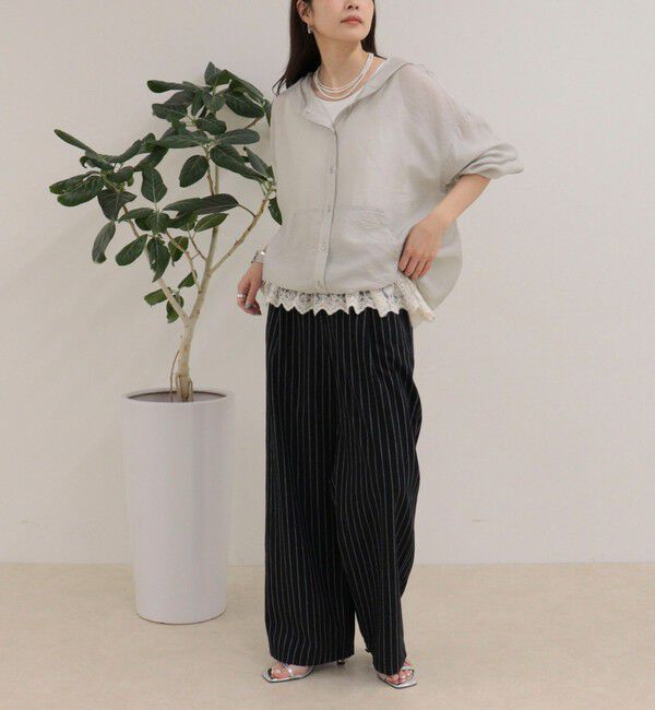 fredy emue「ストライプセミワイドタックパンツ」|チノ|