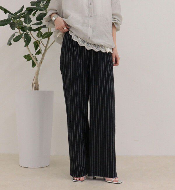 fredy emue「ストライプセミワイドタックパンツ」|チノ|
