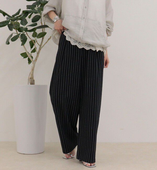 fredy emue「ストライプセミワイドタックパンツ」|チノ|