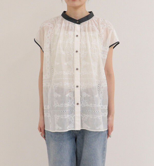 fredy emue「刺しゅうレースフレンチスリーブブラウス」|シャツ・ブラウス|
