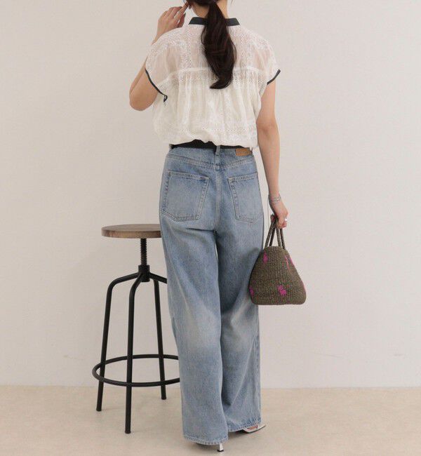 fredy emue「刺しゅうレースフレンチスリーブブラウス」|シャツ・ブラウス|